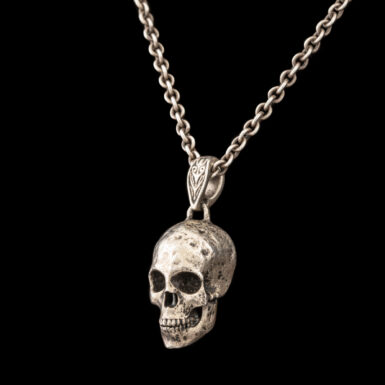 Pre-Owned John Varvatos Skull Sterling Silver Necklace