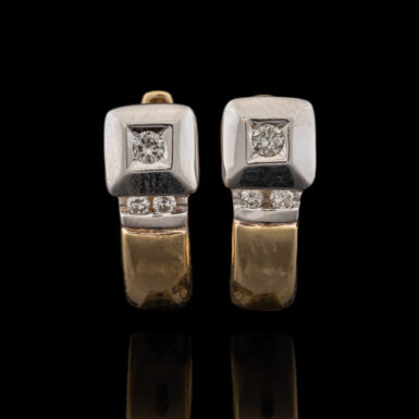 Pre-Owned 14K Diamond Two-Tone Hinged Hoop Earring