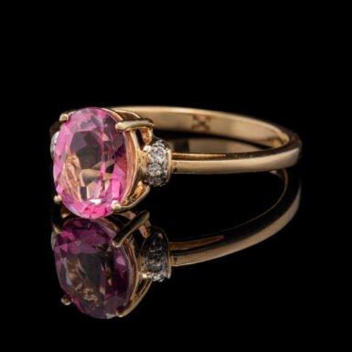 Pre-Owned 14K Pink Topaz and Diamond Ring