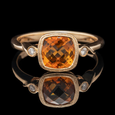 Pre-Owned 14K Citrine and Diamond Ring