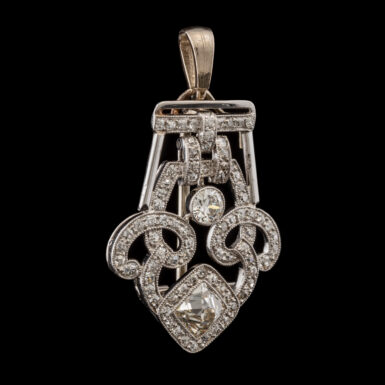 Antique VS Asscher Diamond Pendant / Brooch in Platinum