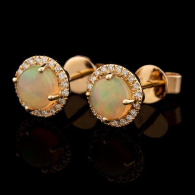 Opal and Diamond 14k Stud Earrings