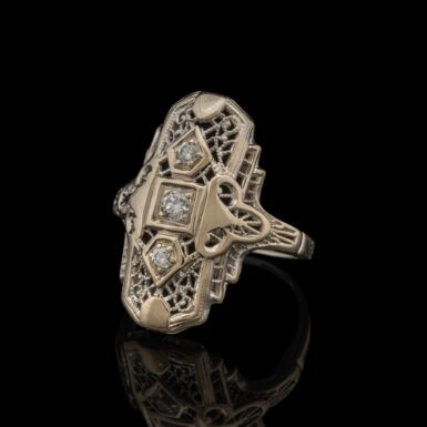Antique Art Deco Filigree Diamond Dinner Ring