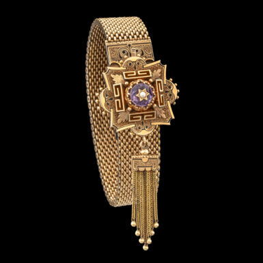Antique Victorian Amethyst & Pearl Slide Bracelet
