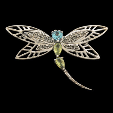 Pre-Owned 10k Blue Topaz Dragonfly Pin / Pendant