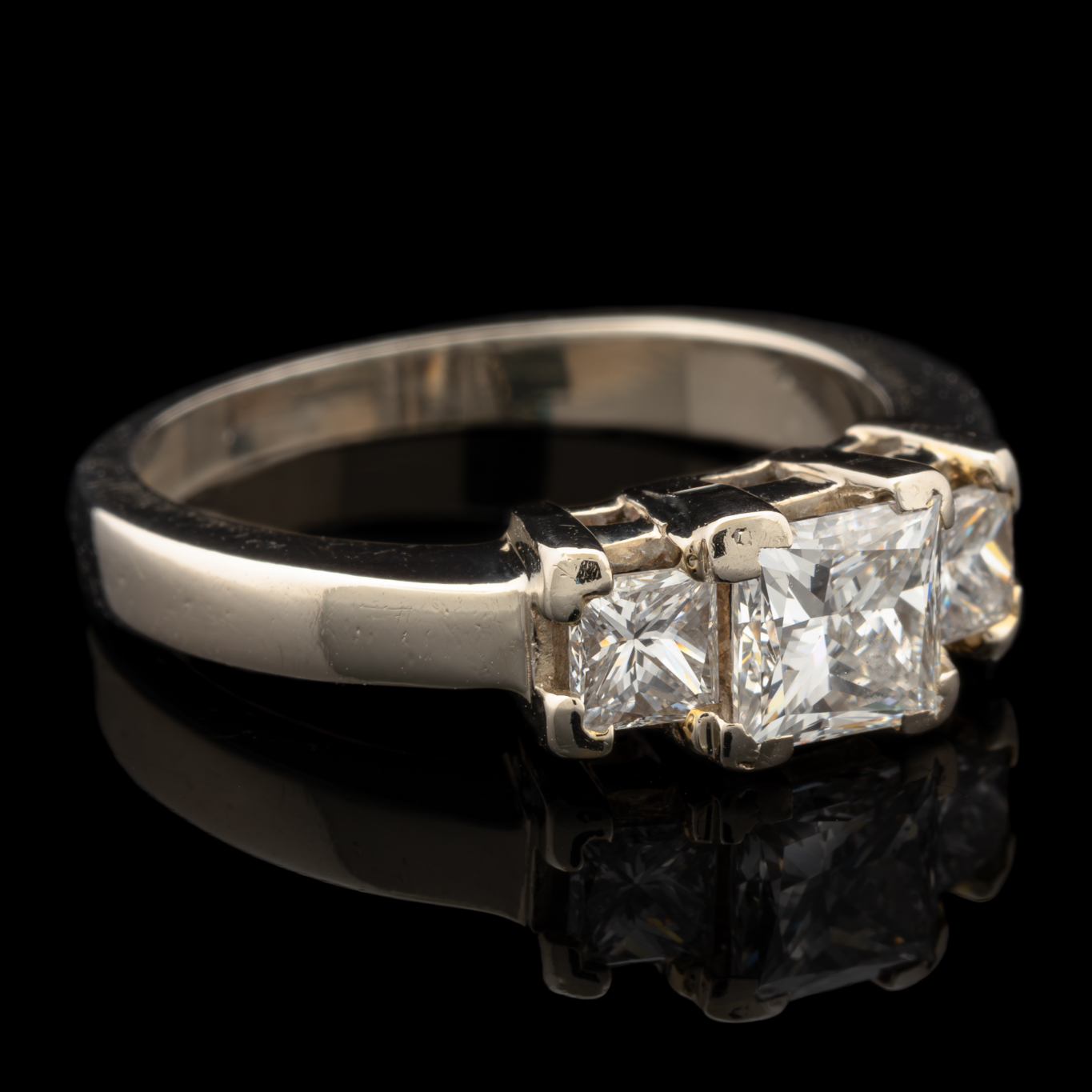 White Gold 3.45ct Natural Diamond Princess Ring